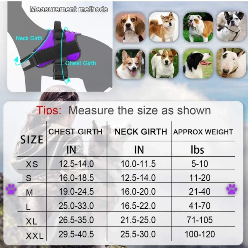 BOLUX  Reflective-Breathable-Adjustable No-Pull Dog Vest Harness W/Handle Sz M - Picture 5 of 7